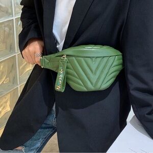 Monohsic Quilted Crossbody Belt Bag Gold Tone Hardware NWOT